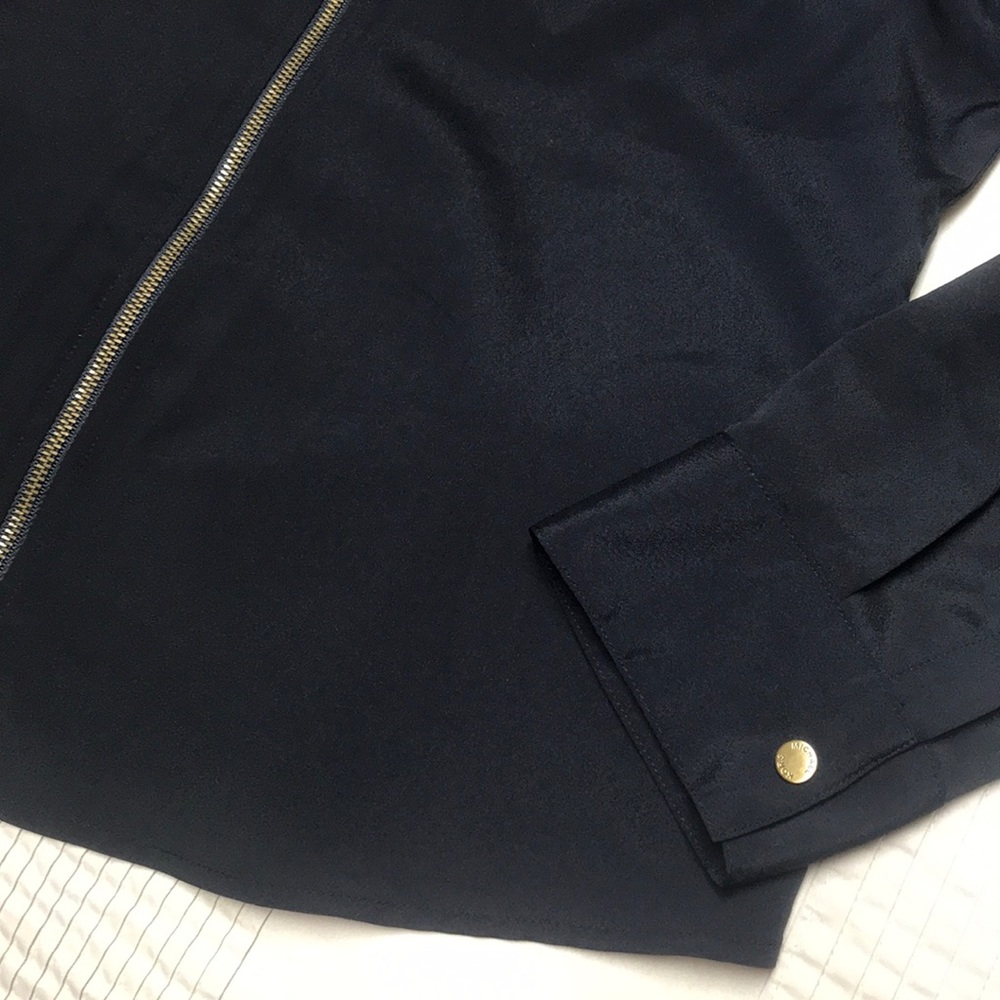 *MICHEAL KORS* Long Sleeve Zip Blouse Top Navy M - Picture 5 of 9